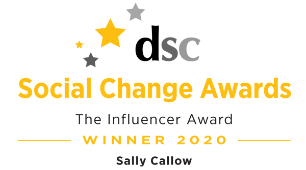 Sally Callow - winner of the 'Influencer' category at the Directory of Social Change Awards 2020